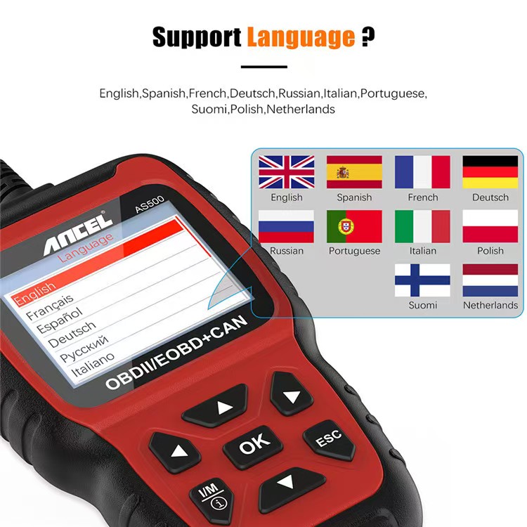 Car Diagnostic Tool - All OBDII functions Multi-languages Car Engine